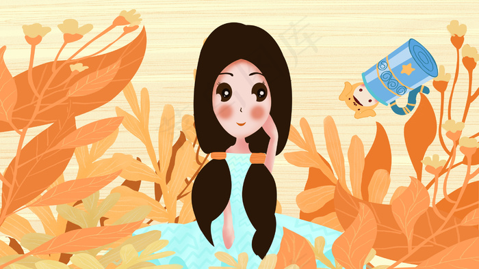 卡通女孩12星座之水瓶座