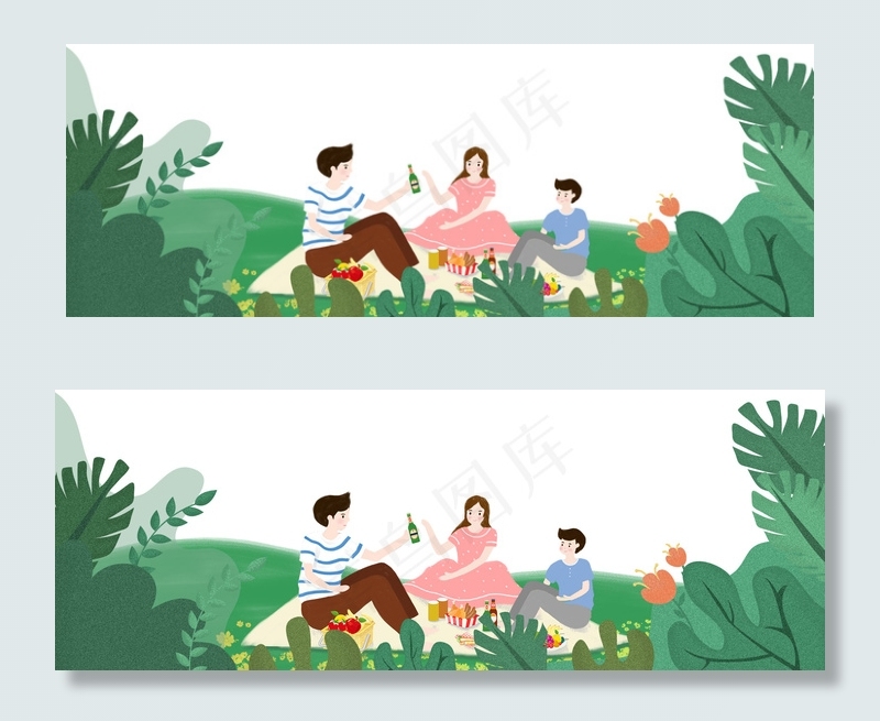 夏季小暑手绘草地旅行banner(1920*700px 	       )psd模版下载