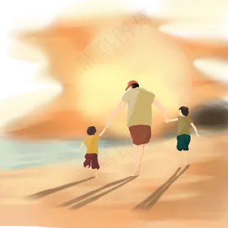 父亲节素材手绘卡通人物父亲节卡