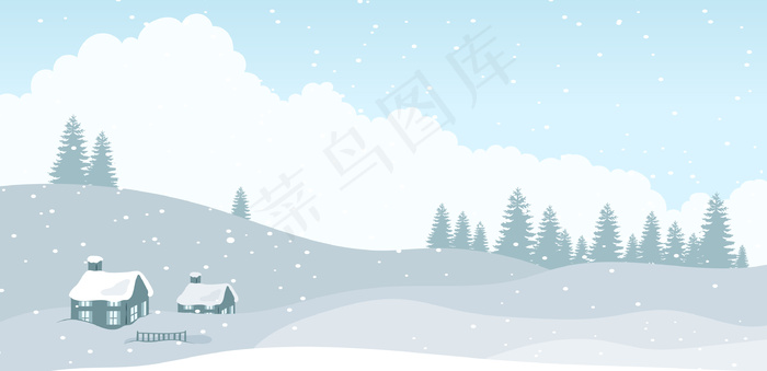 雪后景色大寒节气(3362*1626px 	      )psd模版下载