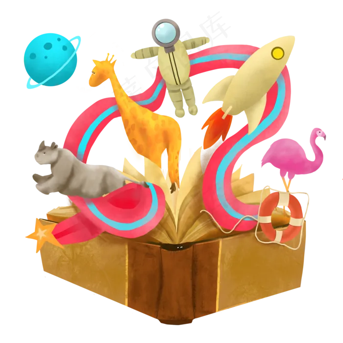 热爱读书阅读动物奇妙知识的浩瀚,免抠元素(2000*2000px 300 dpi )psd模版下载