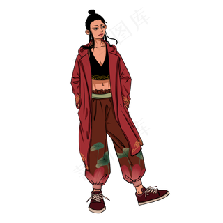 国潮时尚青年女孩女生搭配