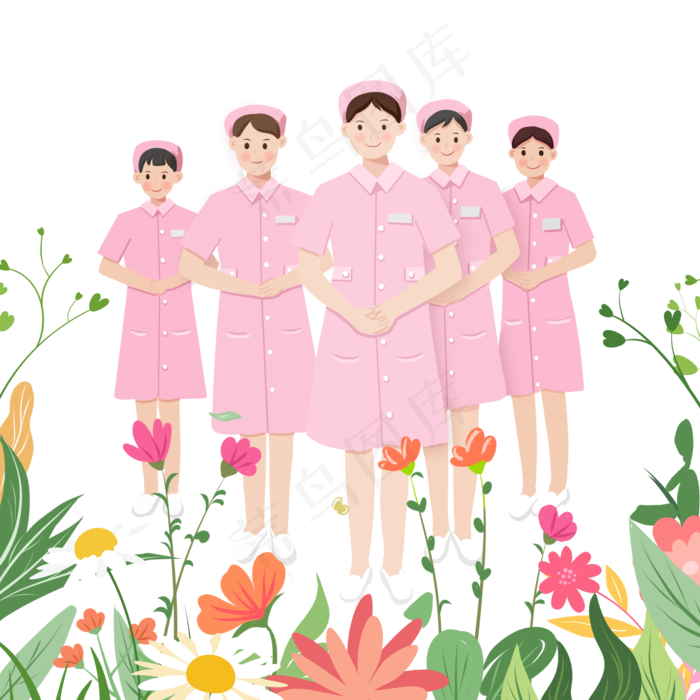 粉色年轻护士团队(2000X2000(DPI:96))psd模版下载