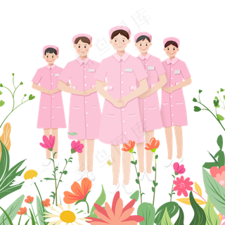 粉色年轻护士团队