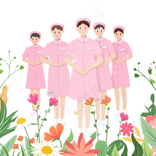 粉色年轻护士团队