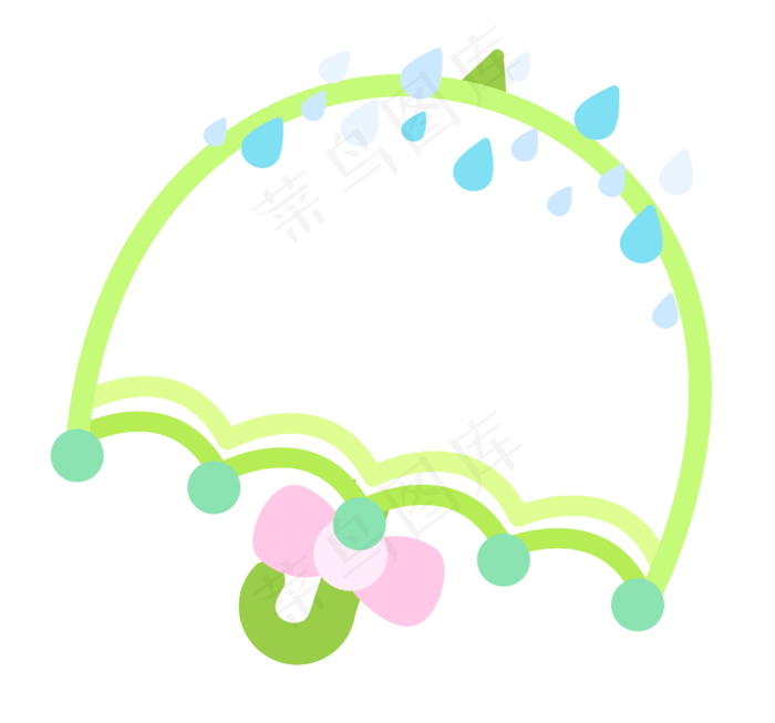 可爱雨伞雨水边框(3000X2800(DPI:300))psd模版下载
