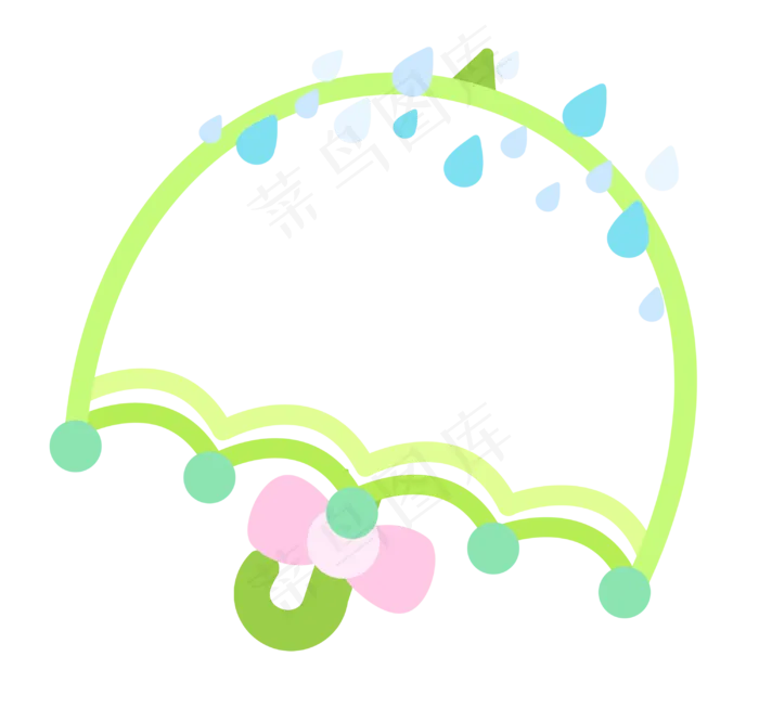 可爱雨伞雨水边框(3000X2800(DPI:300))psd模版下载