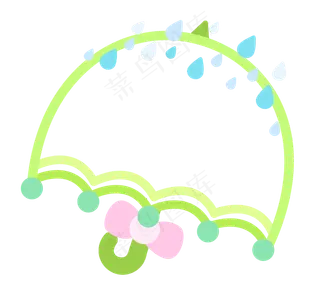 可爱雨伞雨水边框