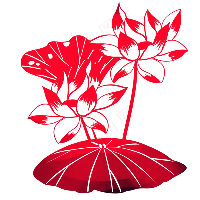 荷花荷叶剪纸(2000X2000)