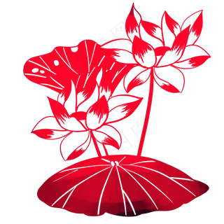 荷花荷叶剪纸
