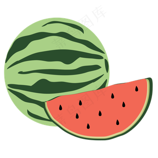 手绘红色西瓜免抠图