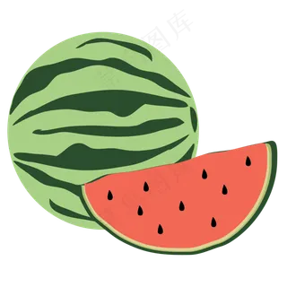 手绘红色西瓜免抠图