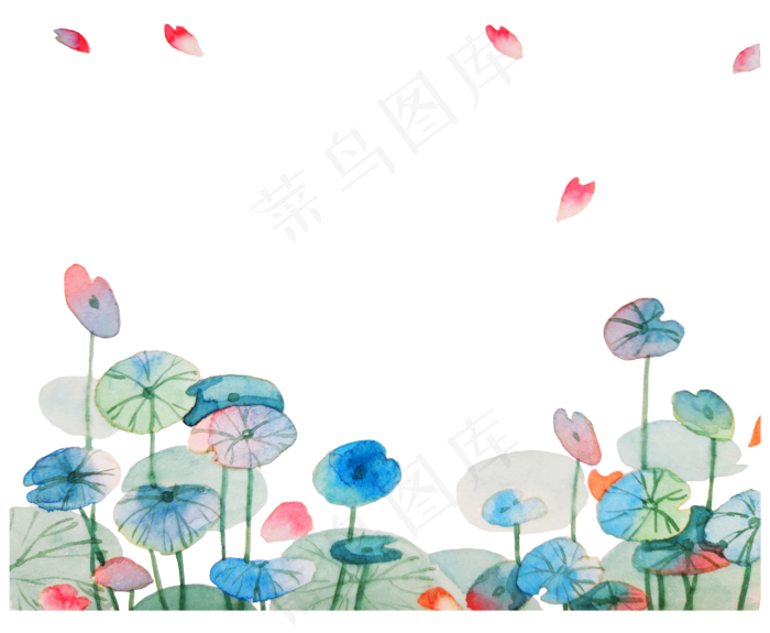 荷花装饰卡通插画