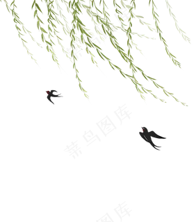 柳树春燕素材免抠春天