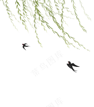 柳树春燕素材免抠春天