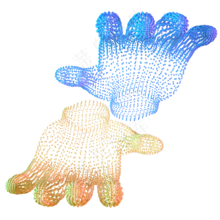 科技智能双手魔幻数据点状蓝色黄,免抠元素