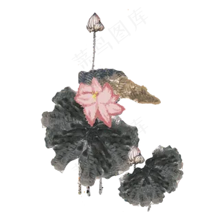 手绘中国风荷花水墨