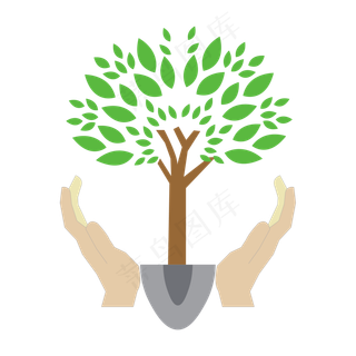 植树节铲子双手元素,免抠元素