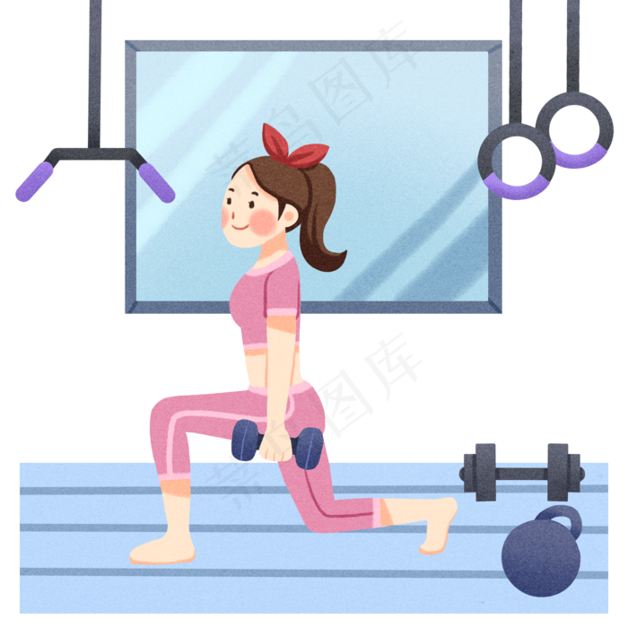 健身房健身器材插画,免抠元素
