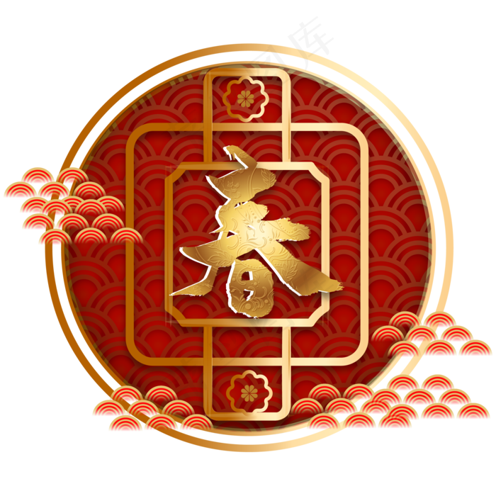 鼠年春节传统装饰,免抠元素