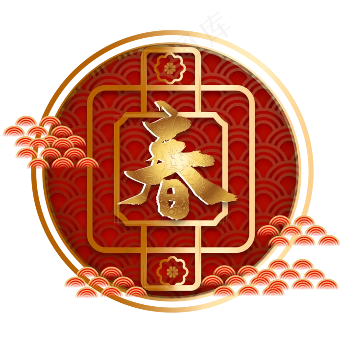 鼠年春节传统装饰,免抠元素(3000X3000(DPI:300))ai矢量模版下载