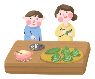 端午节家人一起制作粽子