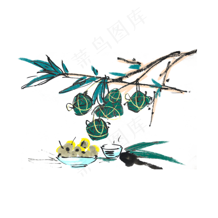 端午节生动粽子手绘(4000X4000(DPI:300))psd模版下载