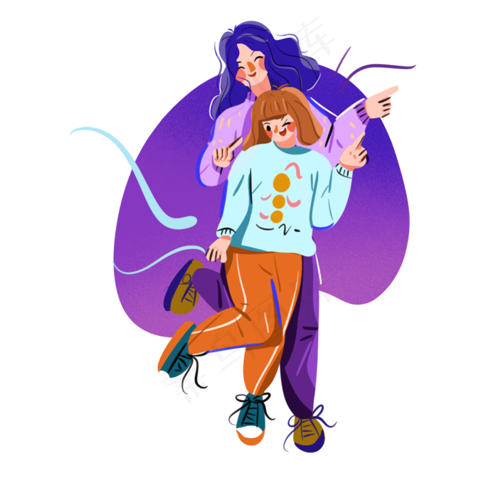 儿童节母女开心跳舞png免抠素材