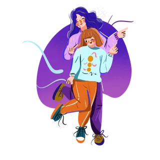 儿童节母女开心跳舞png免抠素材