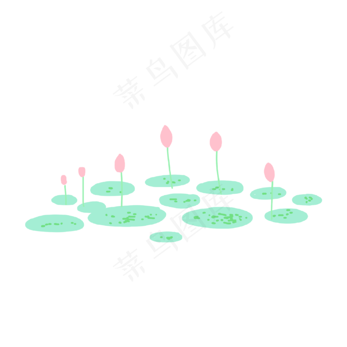 淡彩荷花荷叶风景(2000X2000(DPI:300))psd模版下载