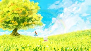 唯美少女与油菜花海