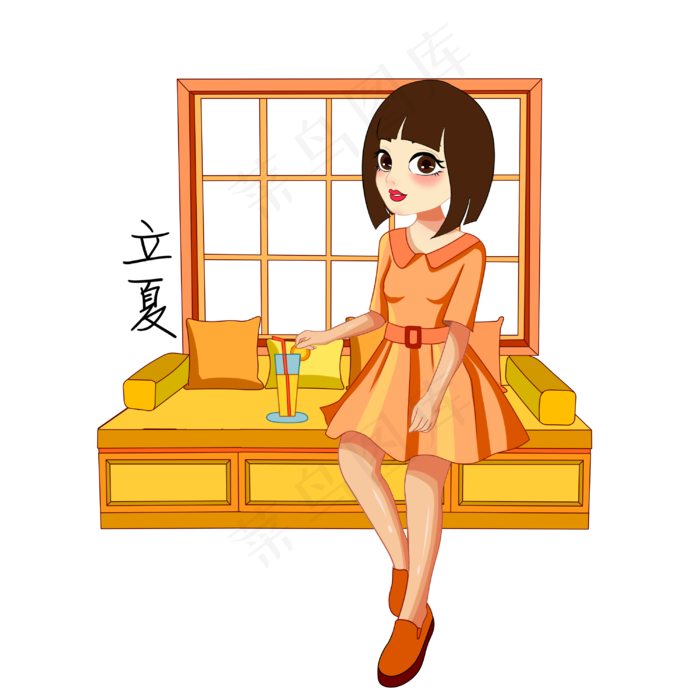 立夏夏天女孩(3000X3000(DPI:299))psd模版下载