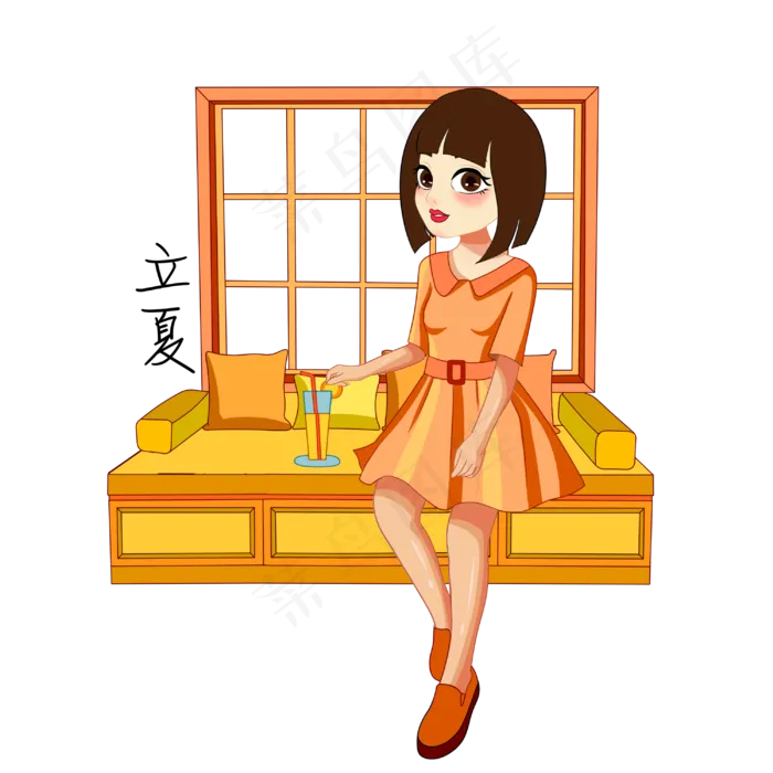 立夏夏天女孩(3000X3000(DPI:299))psd模版下载