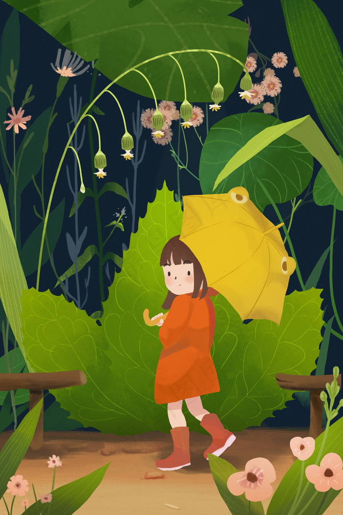 夏天草丛中小女孩(3545*5315px 300 dpi )psd模版下载