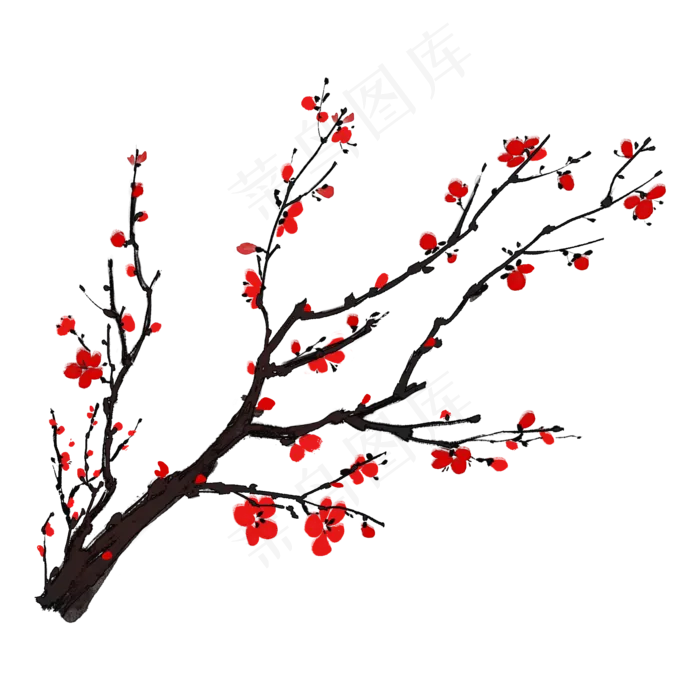 古风梅花树枝(2100X2100(DPI:300))psd模版下载