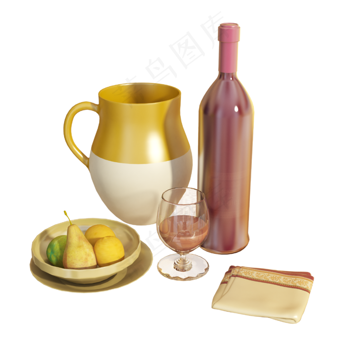 各种餐具红酒组合