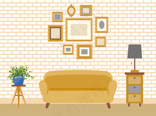 通用节日多彩卡通风家居,免抠元素