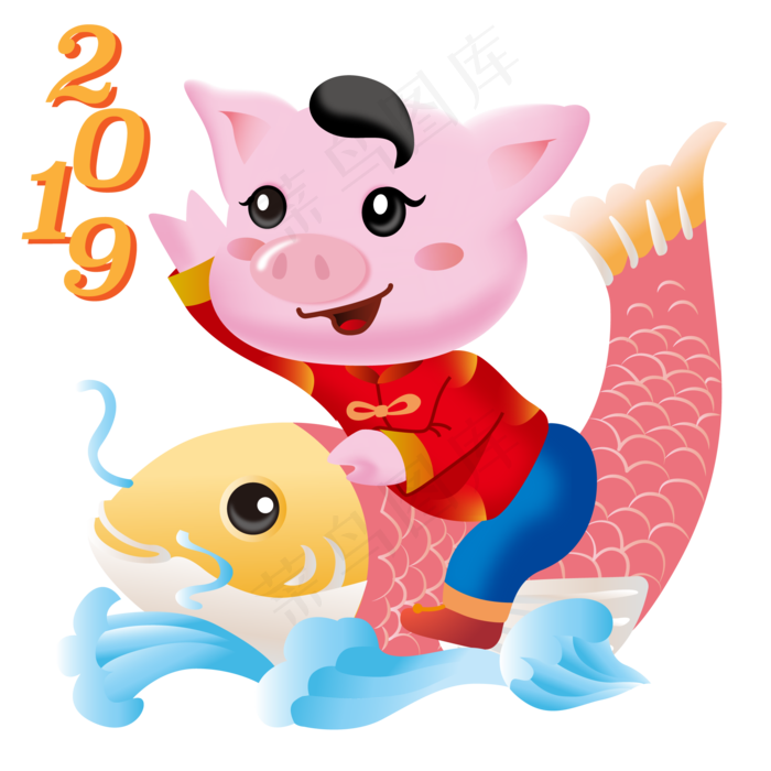 新年可爱猪立体IP卡通形象喜庆插�,免抠元素