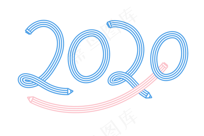 鼠年创意小清新铅笔笔刷图案2020