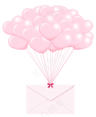 心形气球与信封png素材