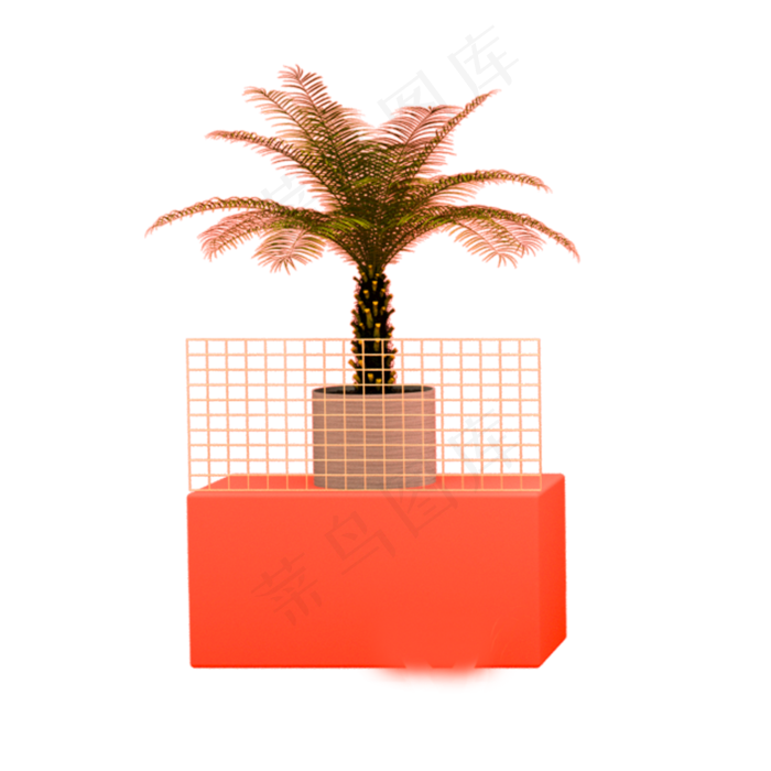 彩色立体植物叶子元素