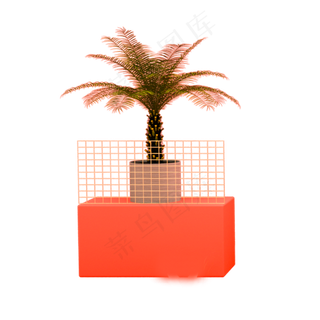 彩色立体植物叶子元素