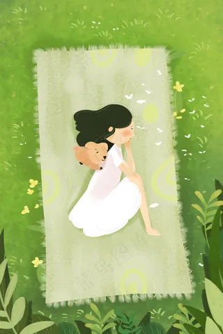 春困睡觉的小女孩