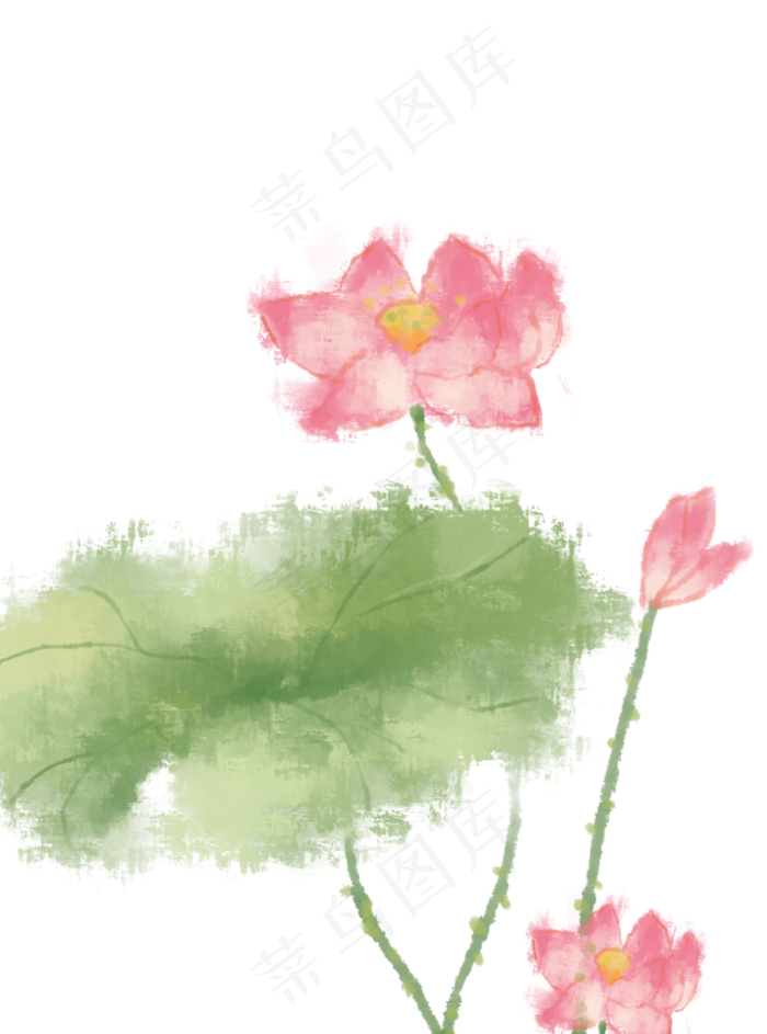 淡彩水墨国画荷花(3507X4724(DPI:300))psd模版下载