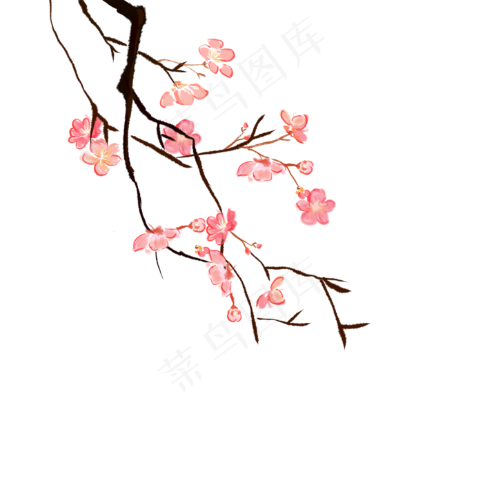 水墨清新梅花素材(2000X2000(DPI:300))psd模版下载