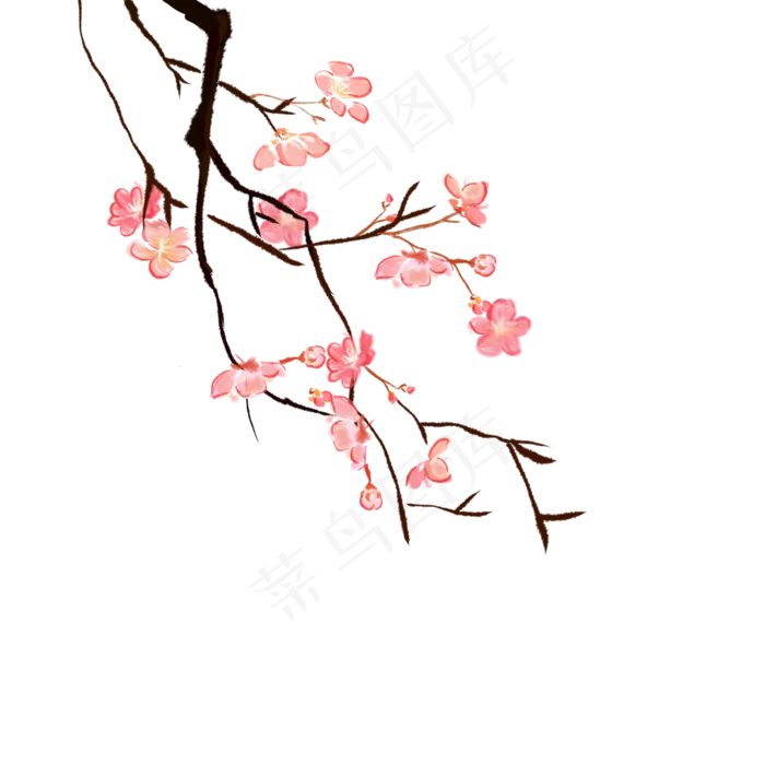 水墨清新梅花素材(2000X2000(DPI:300))psd模版下载