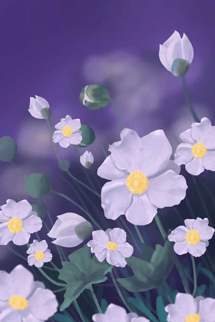 一丛紫色的格桑花繁花(3545*5315px 300 dpi )psd模版下载