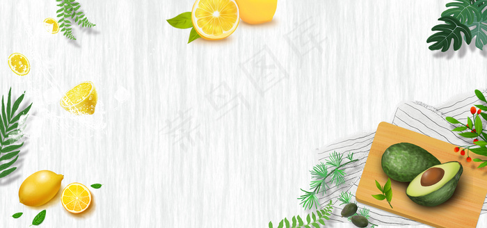 绿色桌面场景清新美妆促销banner