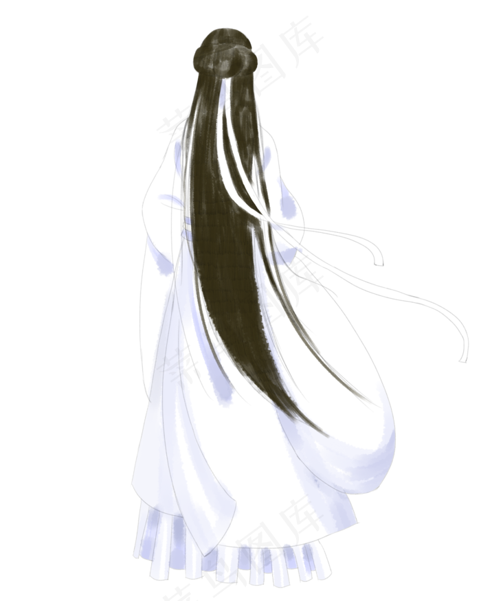 水彩美女背影(2000X2500(DPI:300))psd模版下载