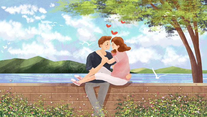 夏日情侣海边温馨幸福(2880*1620px 300 dpi )psd模版下载